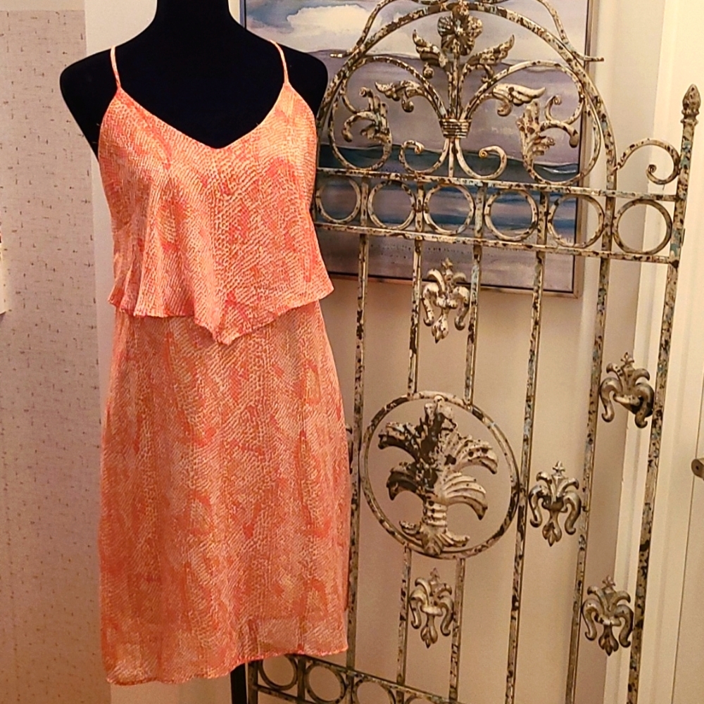 Fab'rik orange/tan snakeskin print tank dress sz M
